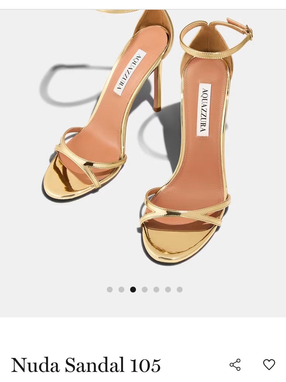 Aquazzura Gold Metallic Ankle-Strap Stiletto Sandal - Picture 2 of 10
